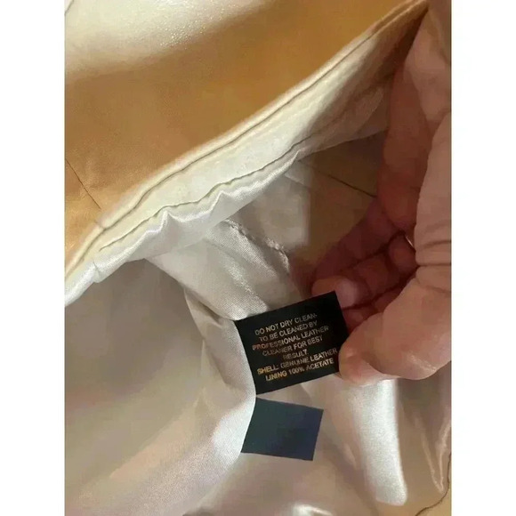 Ira Hoss Women’s 100% Leather Jacket Genuine Mink Collar Ivory Zip Up Size M - Picture 7 of 12